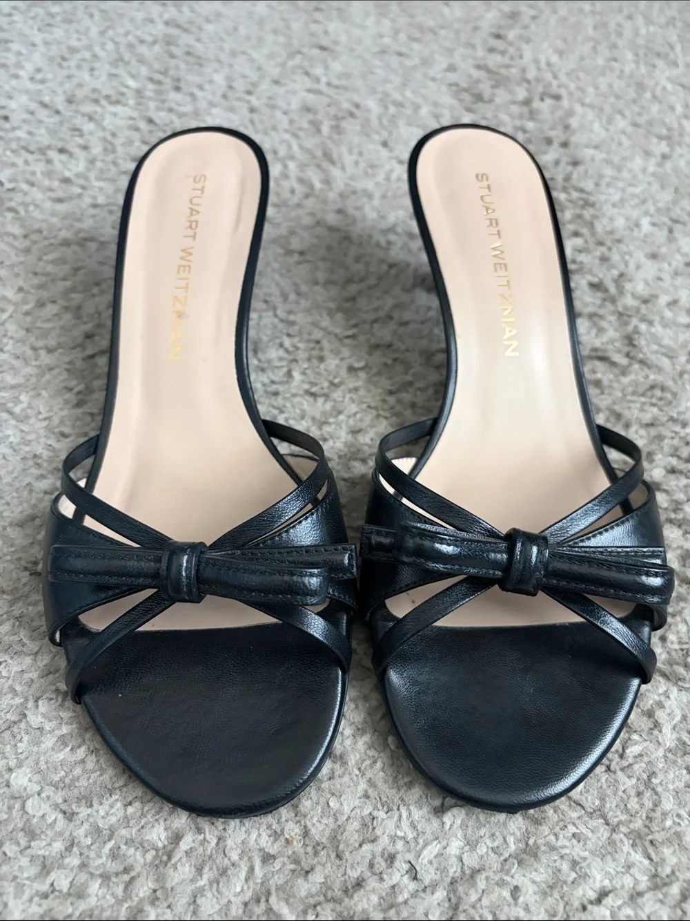 Stuart Weitzman Felicity Heeled Slides- Black - Picture 2 of 10